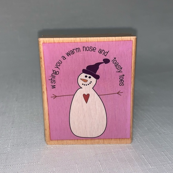 NWOT Snowman Snowflake Stamp Set 2 Wood Mount Winter Scrapbooking Card Crafting - Picture 3 of 9